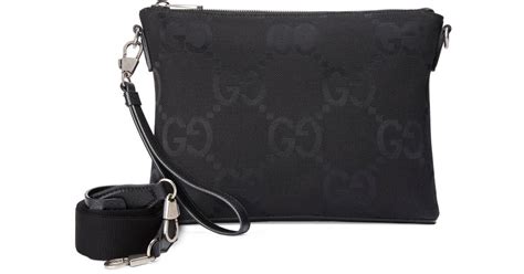 gucci messenger groot zwart|Jumbo GG medium messenger bag in black leather .